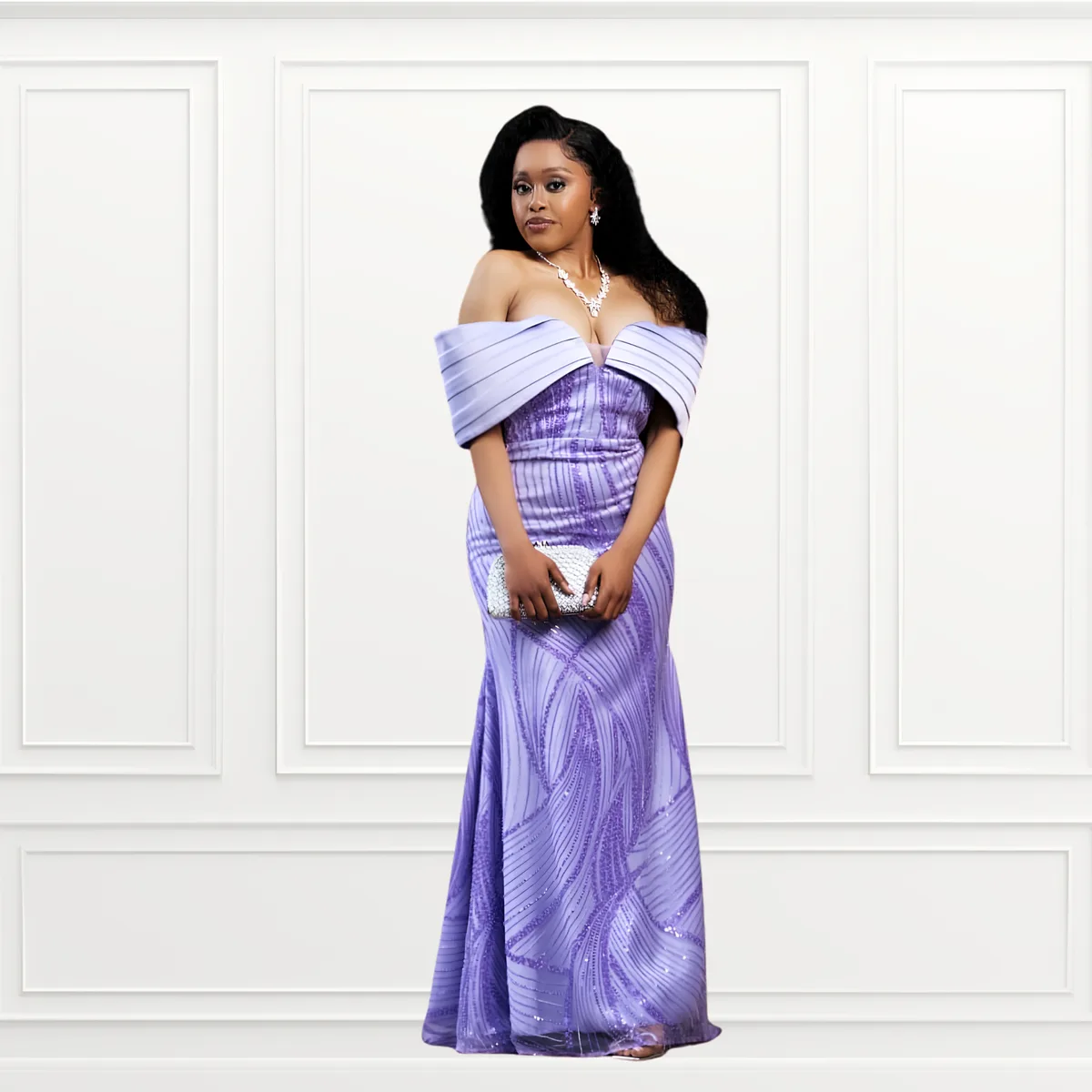 Lilac Sequin Mermaid Gown, Occasionwear
