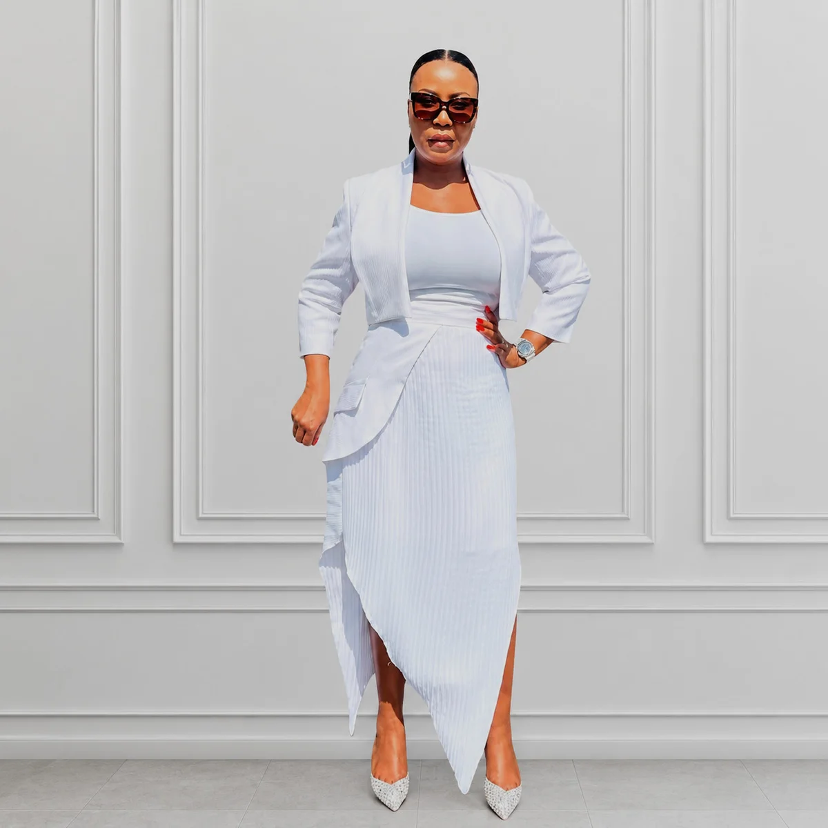 White Blazer Wrap Two-Piece, Bridal